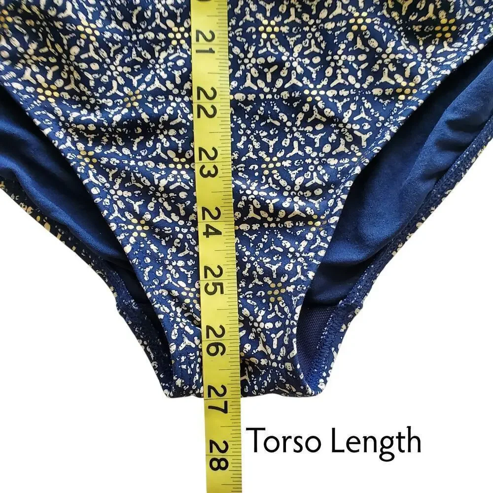 Bond-Eye Australia Nip Tuck Tummy Control Navy Gold Print Swimsuit 12 D/DD
